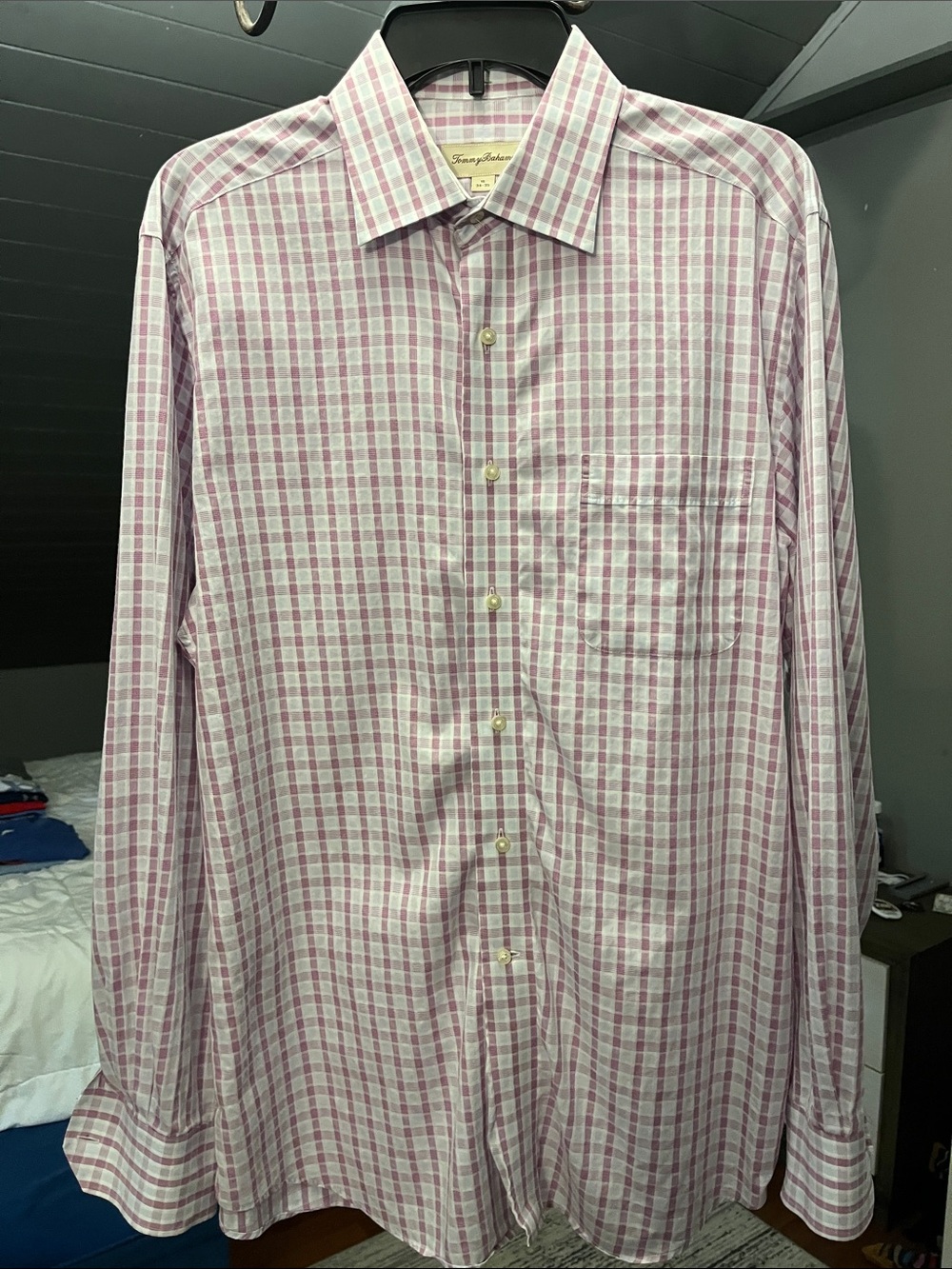 Tommy Bahama Pink and White Check Long-Sleeve Button-Down Shirt